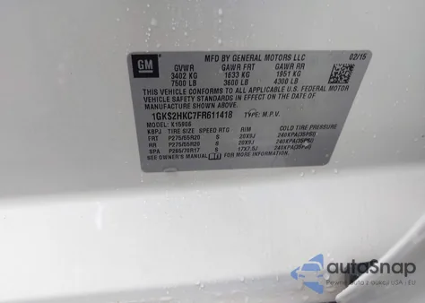 2015 GMC Yukon Xl 1500 Slt from USA, damaged, VIN 1GKS2HKC7FR611418